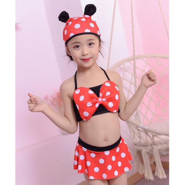 children's girl's cute split bow skirt children's girl's cute split suit swimsuit bow skirt swimsuit, White;black